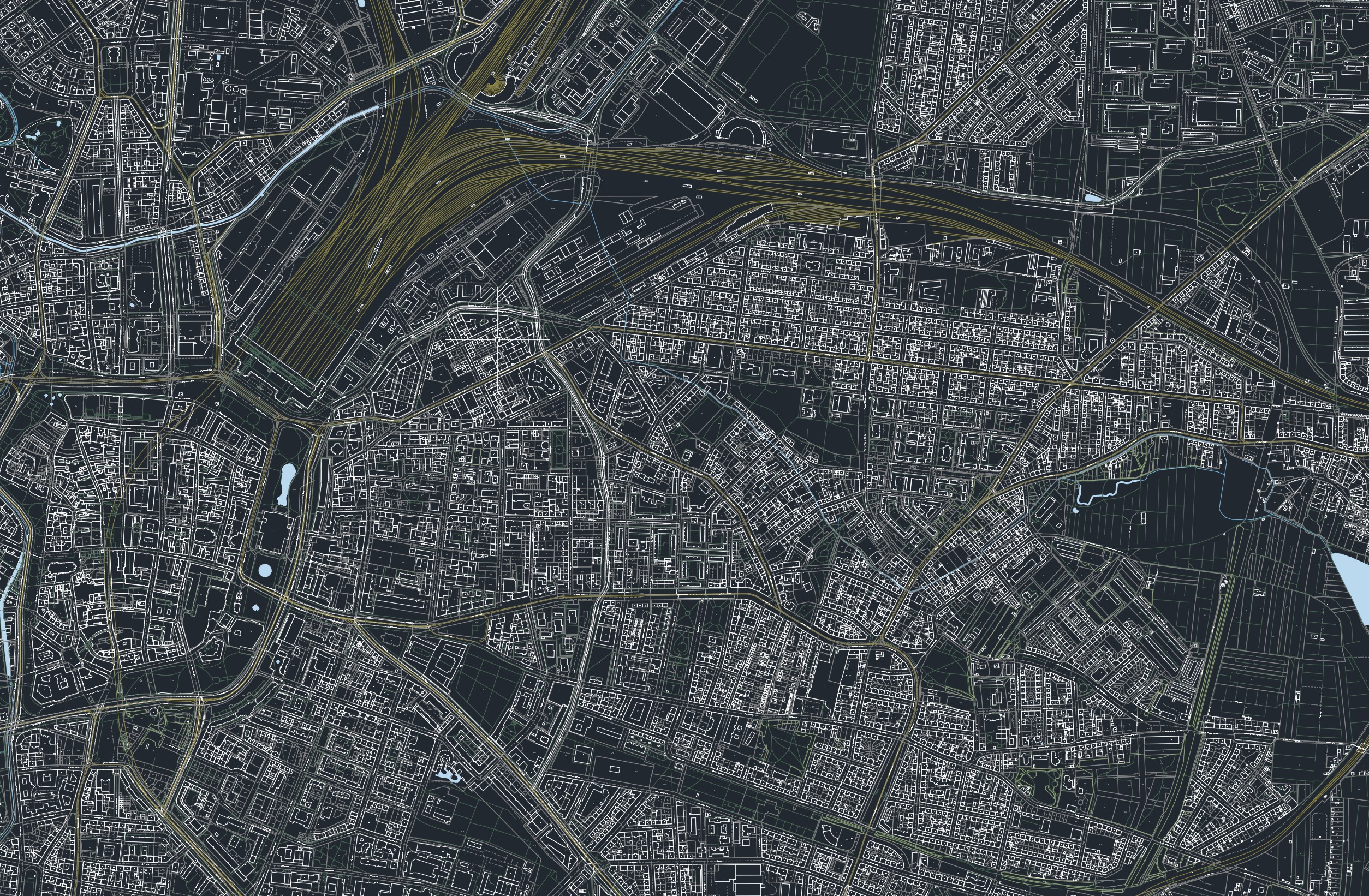 Aufbereitete Karte mit klarer Ebenenstruktur, Hausnummern und Straßennamen